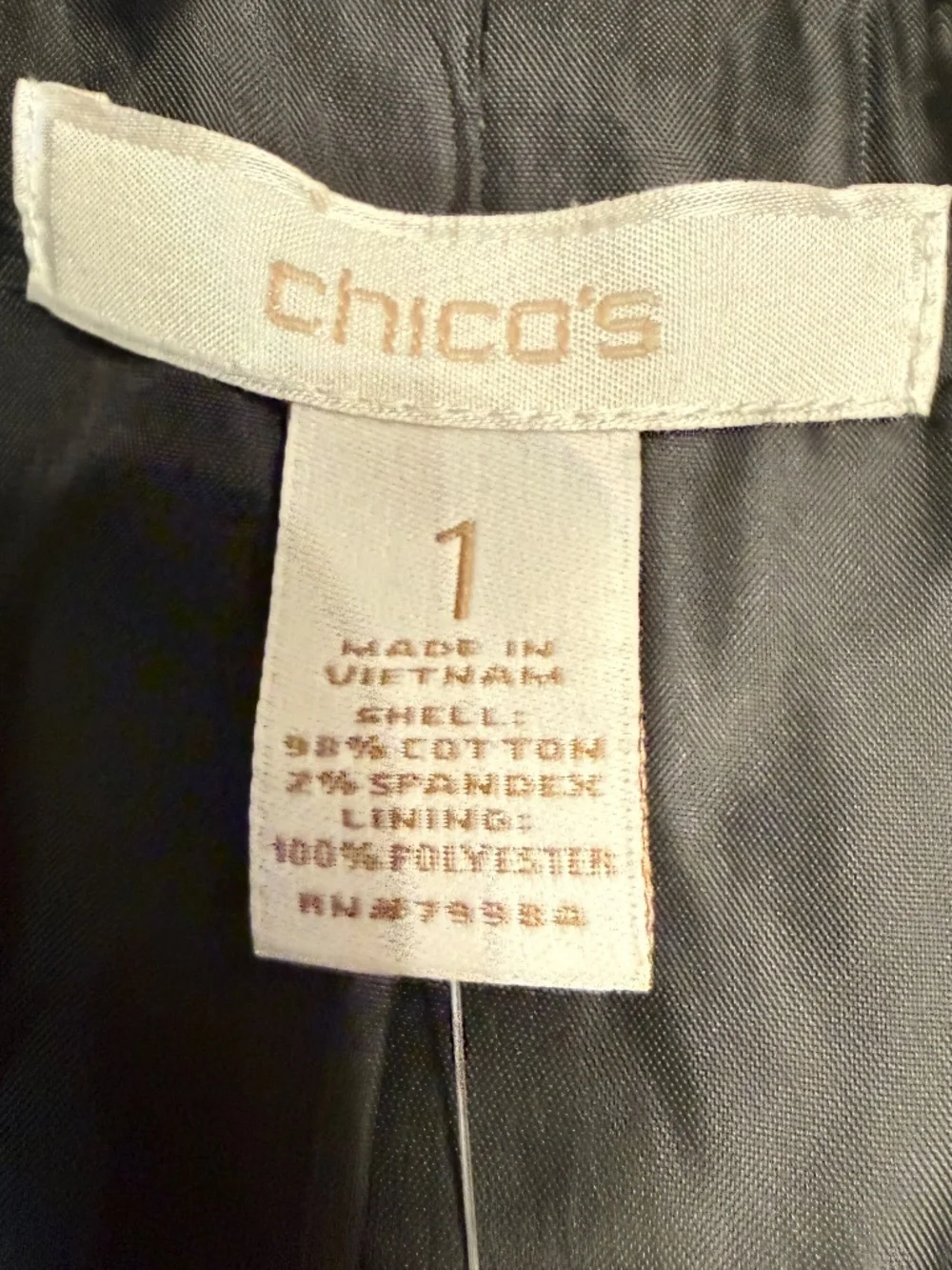 NWT‎ Chico's size 1 Open Front Cotton Moto Blazer Jacket black office
